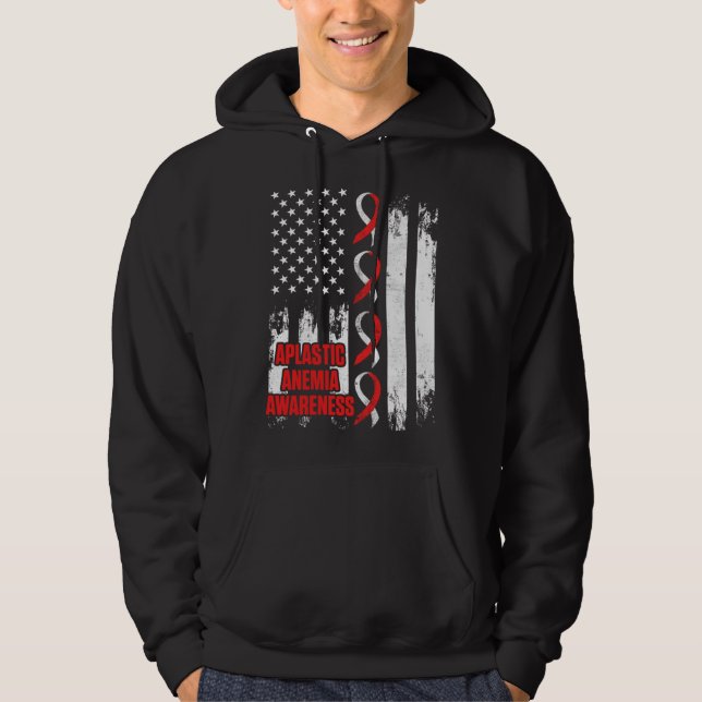Aplastic Anemia Survivor USA Aware Anemic Warrior Hoodie (Front)