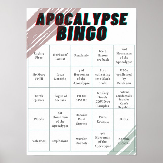 Apocalypse Bingo Poster (Front)