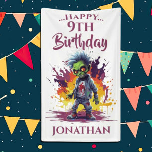 Apocalypse Birthday Zombie Boy Banner