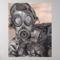 Apocalypse Prepper in Gas Mask Art Piece
