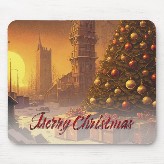 Apocalyptic Christmas Motif, with Presents Mouse Mat (Front)