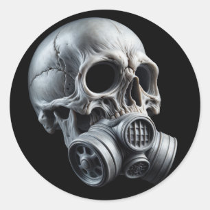 Apocalyptic Gas Mask Skull T-Shirt Design Classic Round Sticker