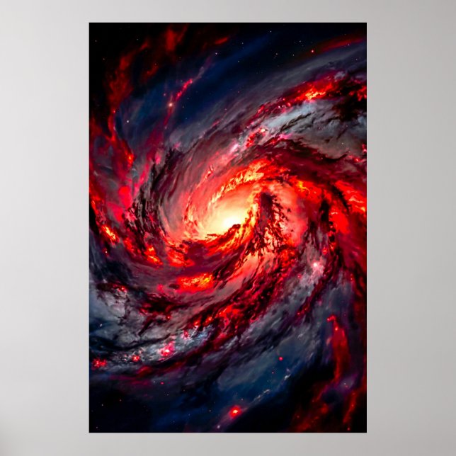 Apocalyptic Red Charcoal Space Nebula Galaxy Poster (Front)
