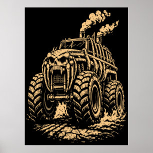 Apocalyptic Ribcage-Inspired Monster Truck Poster