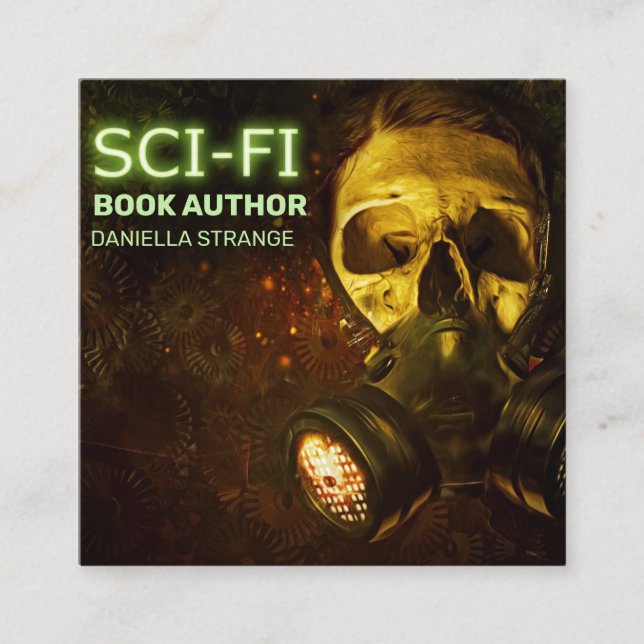 Apocalyptic Sci-fi Book Author Square Business Card (Front)