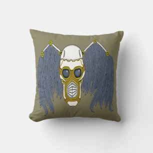 Apocalyptic Steampunk Dark Angel Skull Cushion