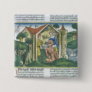 Apocrypha: Tobit is blinded by sparrow's droppings 15 Cm Square Badge