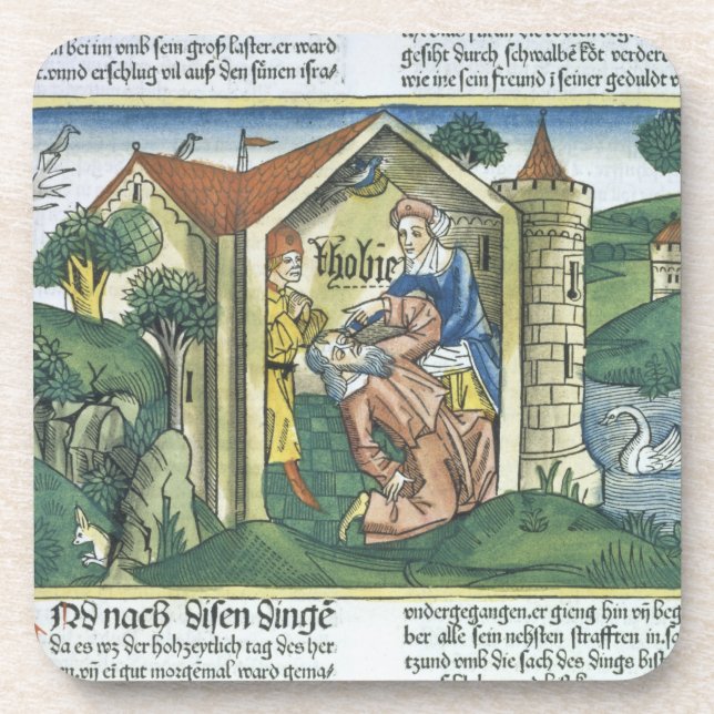 Apocrypha: Tobit is blinded by sparrow's droppings Coaster (Front)