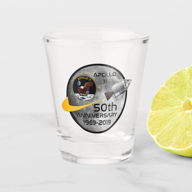 Apollo 11 50th Anniversary 1969 - 2019 Shot Glass (Front)