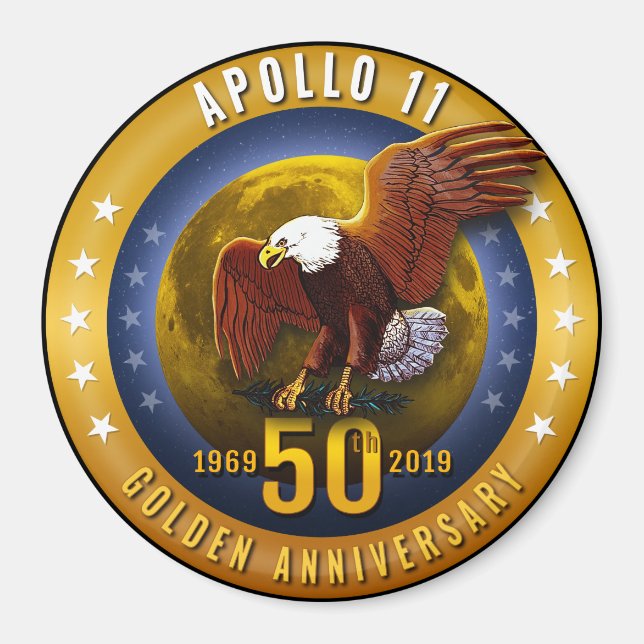 Apollo 11 50th Anniversary Golden Eagle and Moon - Magnet (Front)