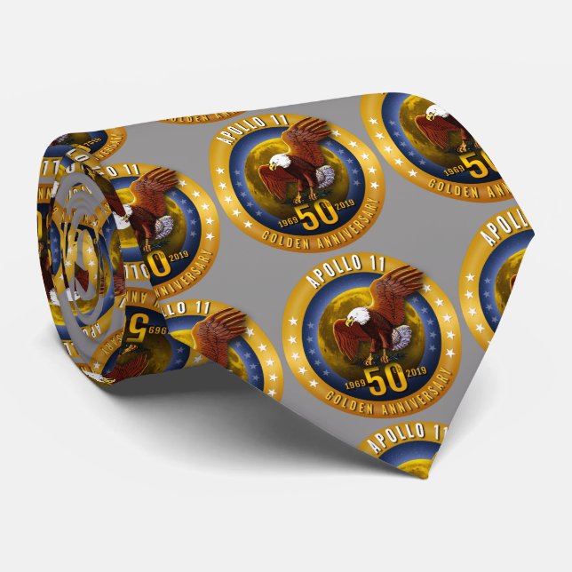 Apollo 11 50th Anniversary Golden Eagle and Moon - Tie (Rolled)