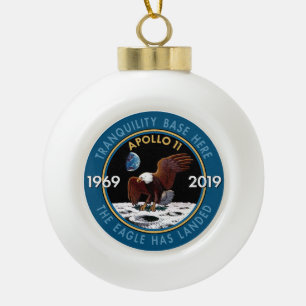 Apollo 11 50th Anniversary Mission Patch Insignia Ceramic Ball Christmas Ornament