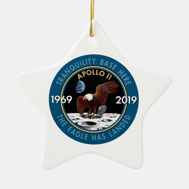 Apollo 11 50th Anniversary Mission Patch Insignia Ceramic Tree Decoration (Front)