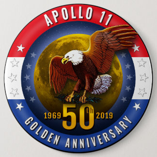 Apollo 11 50th Anniversary Patriotic Moon Eagle - 6 Cm Round Badge