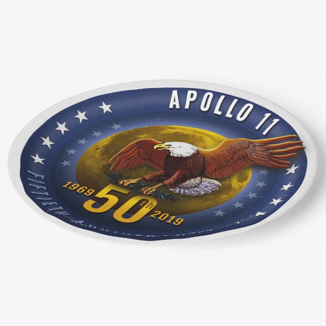 Apollo 11 50th Anniversary Starfield Moon Eagle - Paper Plate (Angled)