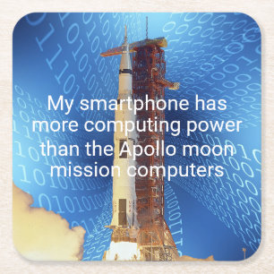 Apollo 11 Computing Power Square Paper Coaster