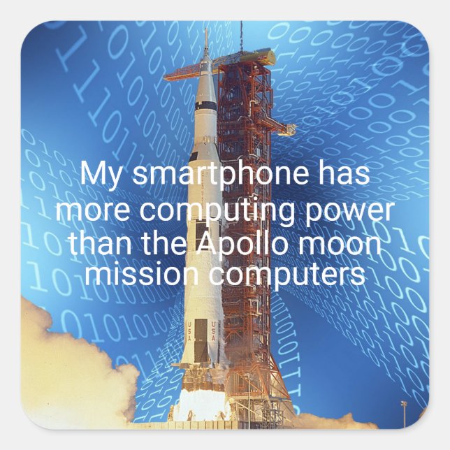 Apollo 11 Computing Power Square Sticker (Front)