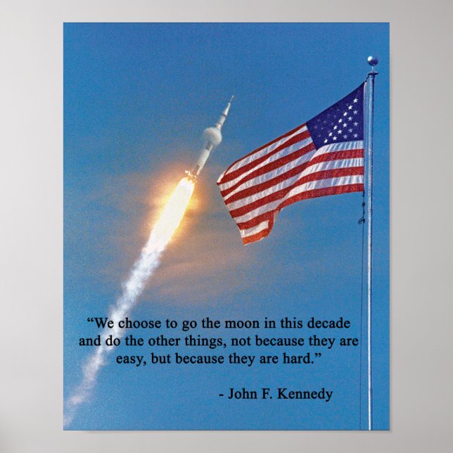 Apollo 11 launch with American Flag Poster (Front)