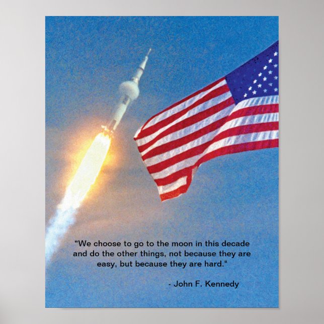 Apollo 11 launch with American Flag Poster (Front)