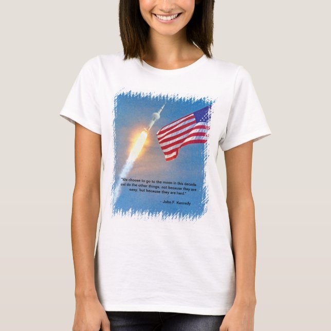 Apollo 11 launch with American Flag T-Shirt (Front)
