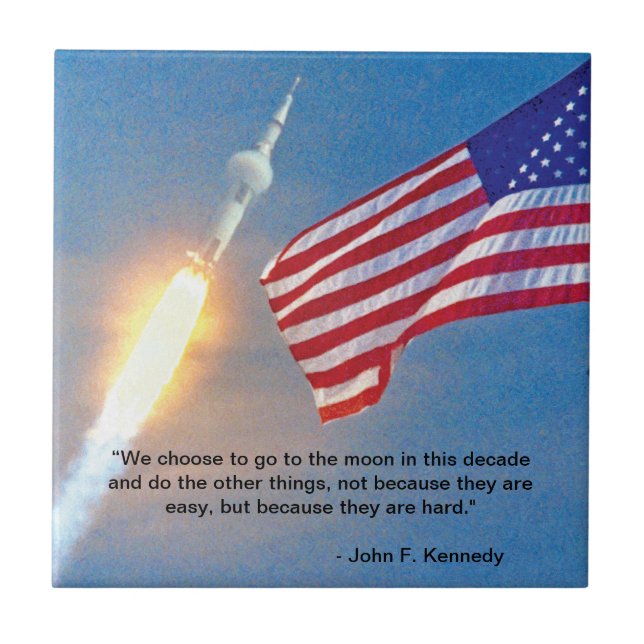 Apollo 11 launch with American Flag Tile (Front)