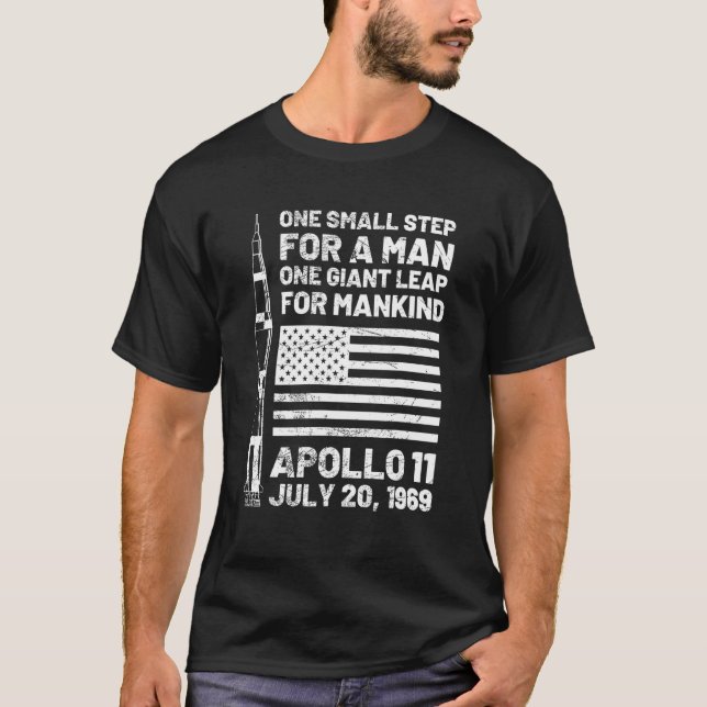 Apollo 11 Moon Landing 1969 Saturn V Rocket Space T-Shirt (Front)