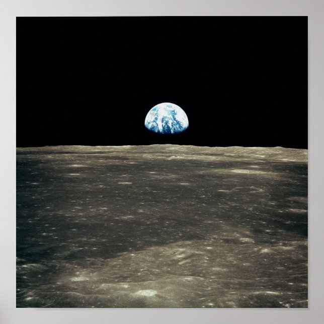 Apollo 11 Photo of Earth Rising Above the Moon Poster (Front)