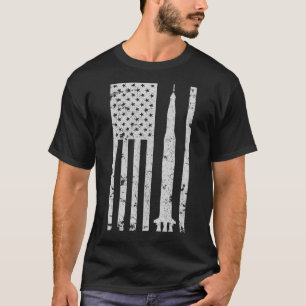 Apollo 11 Saturn V Rocket Vintage Flag Space Astro T-Shirt