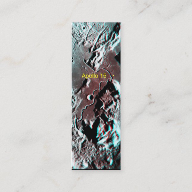 Apollo 15 Landing Site Anaglyph Bookmark Mini Business Card (Front)