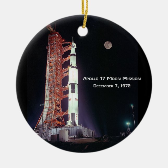 Apollo 17 Moon Mission Ceramic Tree Decoration (Front)