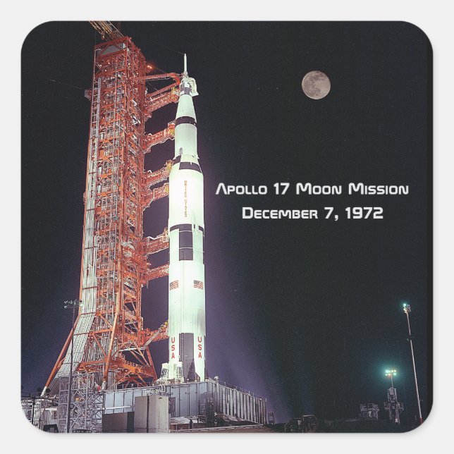 Apollo 17 Moon Mission Square Sticker (Front)