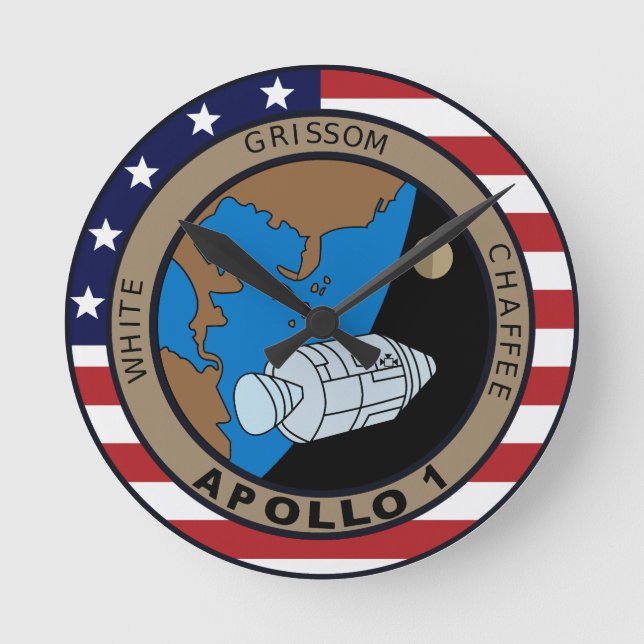Apollo 1 Mission Patch Logo Round Clock (Front)