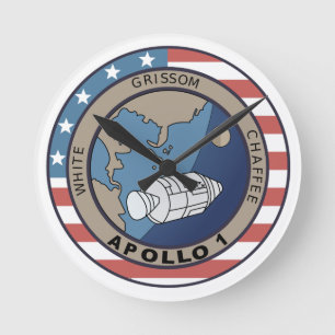 Apollo 1 Mission Patch Round Clock