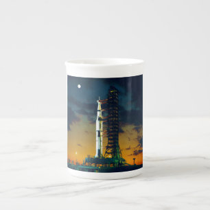 Apollo 4 Saturn V on Pad A Launch Complex 39 Bone China Mug