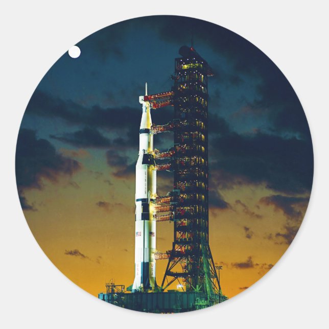 Apollo 4 Saturn V on Pad A Launch Complex 39 Classic Round Sticker (Front)