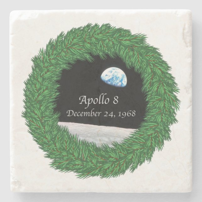 Apollo 8 Christmas Eve Moon Mission Stone Coaster (Front)