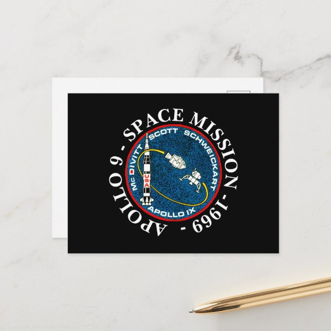 Apollo 9 Space Mission 1969 Insignia Postcard (Front/Back In Situ)