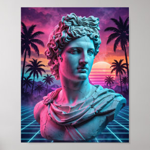 Apollo Bust — Vaporwave Greek Statue Poster