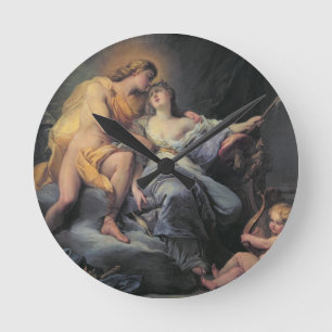 Apollo caressing the nymph Leucothea (oil on canva Round Clock