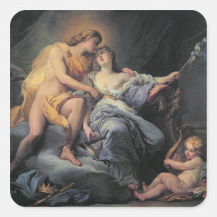 Apollo caressing the nymph Leucothea (oil on canva Square Sticker