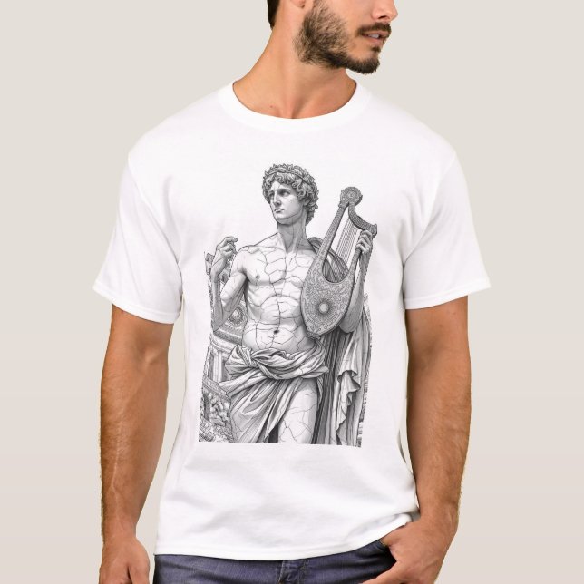 Apollo Greek God of Sun and Music - Black and Whit T-Shirt (Front)