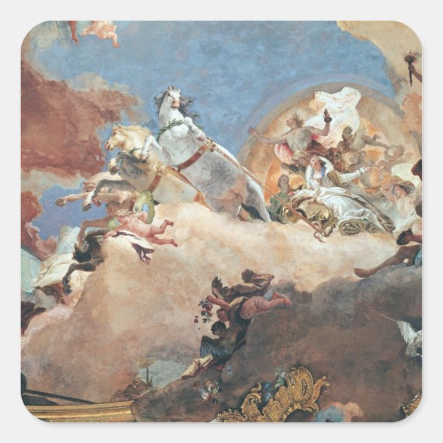 Apollo in his Sun Chariot driving Beatrice I Square Sticker (Front)