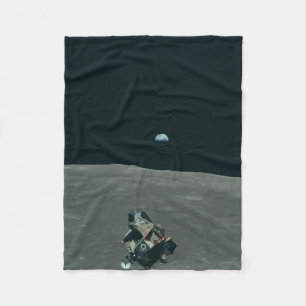 Apollo Lunar Lander and Earthrise Over Moon     Fleece Blanket
