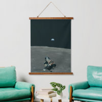 Apollo Lunar Lander and Earthrise Over Moon    