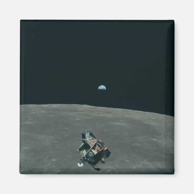 Apollo Lunar Lander and Earthrise Over Moon     Magnet (Front)