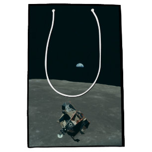 Apollo Lunar Lander and Earthrise Over Moon Medium Gift Bag