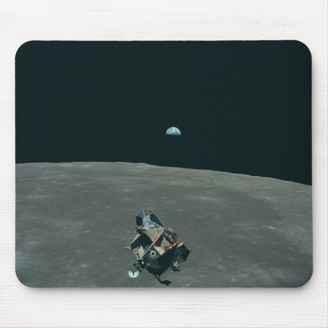 Apollo Lunar Lander and Earthrise Over Moon     Mouse Mat (Front)