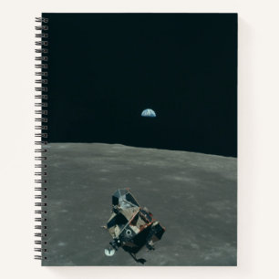 Apollo Lunar Lander and Earthrise Over Moon Notebook