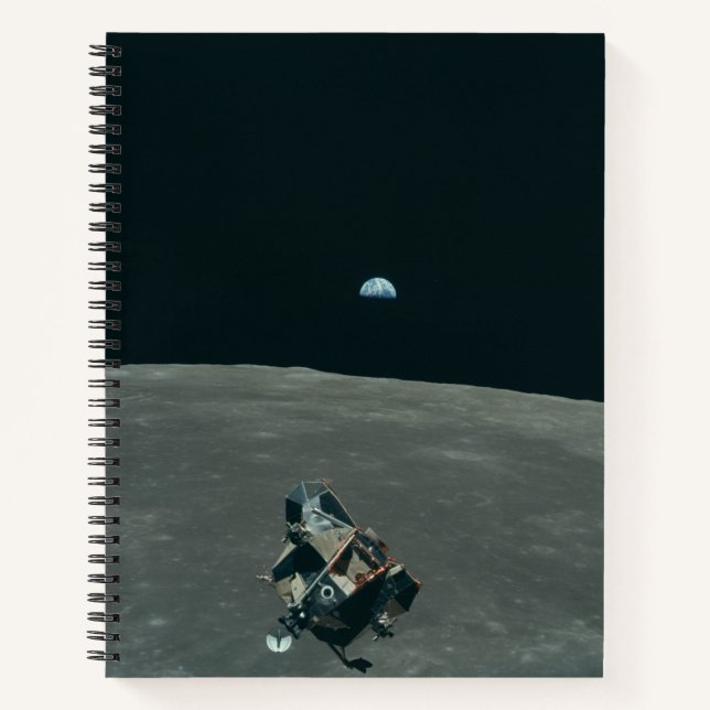 Apollo Lunar Lander and Earthrise Over Moon     Notebook (Front)