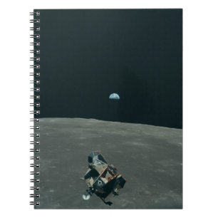 Apollo Lunar Lander and Earthrise Over Moon Notebook